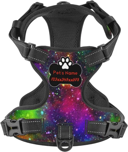 Miniatura 11 de Arnés personalizado para perro sin tirones, chaleco personalizado con bandera estadounidense para perro con número de teléfono y nombre de mascota