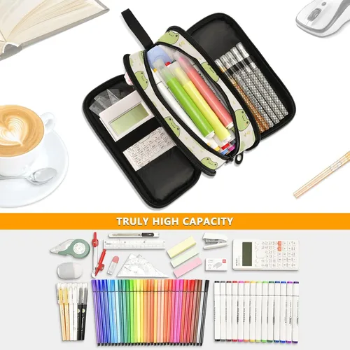 Miniatura 5 de MNSRUU Estuche grande para lápices, estuche estético con diseño de rana linda, organizador de marcadores, caja de lápices para niñas, niños