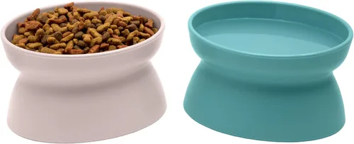 Kitty City Cuencos elevados para gatos (juego de 2), platos elevados para alimentos y agua para gatos, diseño moderno de pedestal, aptos para Pastel