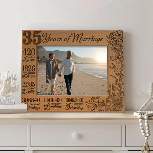 Miniatura 2 de KATE POSH Marco de fotos 35 años de matrimonio, aniversario tradicional de coral para marido y esposa, parejas (4 x 6 pulgadas, horizontal)