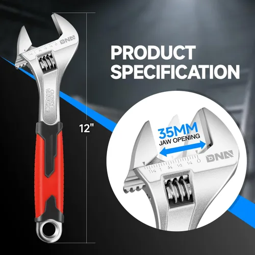 Miniatura 2 de DNA Motoring TOOLS-00050 - Llave inglesa ajustable de 10 pulgadas, herramienta de reparación automotriz de acero vanadio con mordazas de cuatro