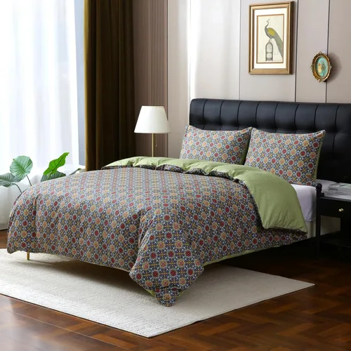 Miniatura 15 de ABREEZE Fundas de edredón individuales, juego de ropa de cama bohemio retro, funda de edredón de mandala colorida, funda de colcha estilo floral