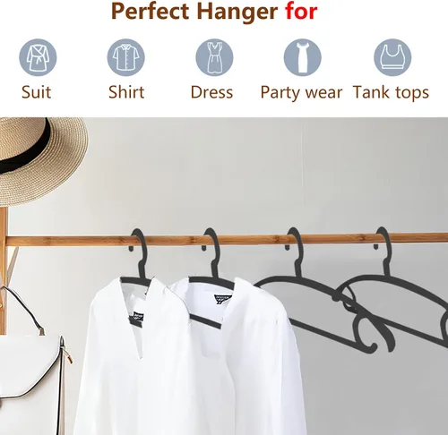 Miniatura 7 de DEDU Perchas de plástico para ropa, paquete de 36 perchas extra gruesas con gancho giratorio de 360° antideslizantes, perchas para suéteres, Negro