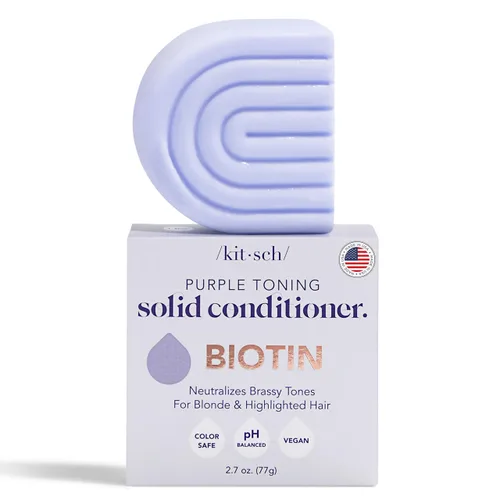 Miniatura 9 de Kitsch Acondicionador tonificante morado para rubios y cabello teñido - Barra de acondicionador para mujeres y hombres - Con biotina para fortalecer