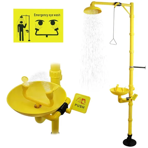 Estación de lavado de ojos de emergencia aprobada por la OSHA, kit de combinación de lavado de ojos y ducha, estación de lavado de ojos de primeros