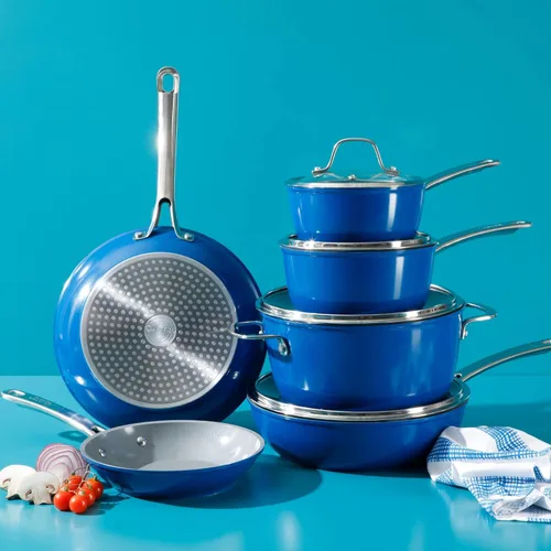 Miniatura 6 de Sur La Table Esenciales de Cocina Juego de 10 Piezas de Ollas y Sartenes Antiadherentes de Cerámica de Titanio Libre de PFA, Interior de Aluminio