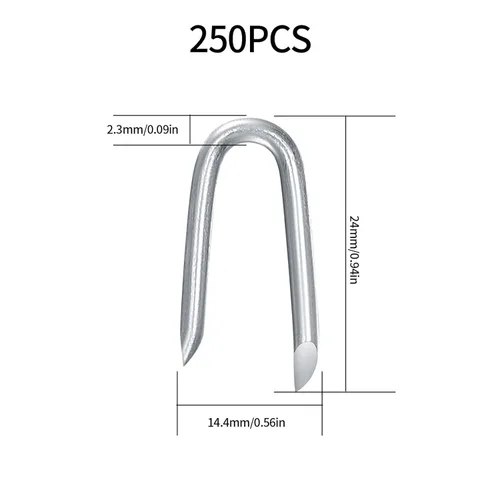 Miniatura 2 de wugongshan 250 grapas de alambre de acero, grapas de alambre, clavos de acero galvanizado, clavos de sujeción resistentes en forma de U