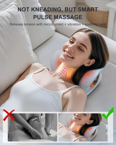 Miniatura 3 de Masajeador de cuello 2026 - Masajeador portátil 3 en 1 con calor, pulso y vibración, diseño ergonómico, masajeador eléctrico de cuello y hombros