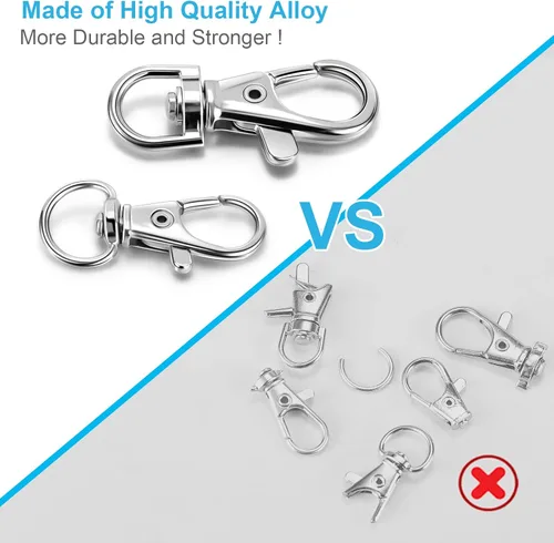 Miniatura 4 de YHYZ Llavero Anillos de Cadena de Llaves Clips Giratorios a Granel, Ganchos Giratorios con Cordón (Pequeño X 4pcs, Mediano X 4pcs, Grande X 4pcs) +