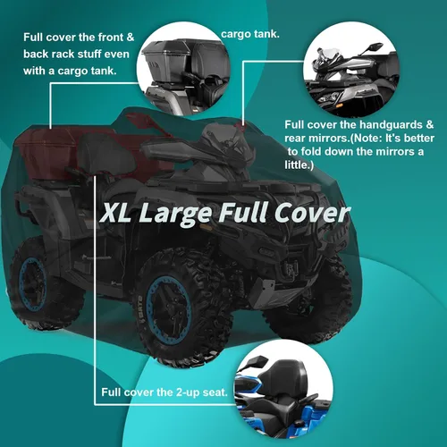 Miniatura 2 de QYMOTO Cubierta para ATV, Cubierta grande para ATV XL 2-UP, Universal para 4 ruedas Quad Durable Impermeable al Aire Libre Protección Completa