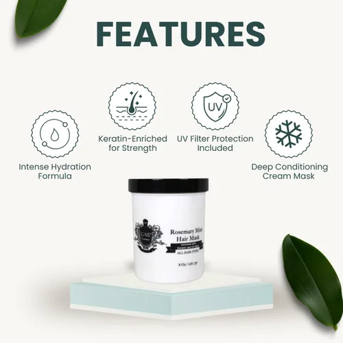 Miniatura 5 de Mascarilla Capilar Romero Menta Enriquecido con: Queratina y Filtro UV - Acondicionamiento Profundo, Hidratación Intensa, Reparación Capilar