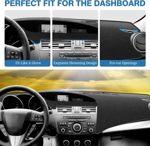 Miniatura 4 de FIILINES Cubierta para tablero Compatible con Mazda 3 2010-2013 Accesorios Tapete para tablero para Mazda 3 Accesorios Tapete para salpicadero