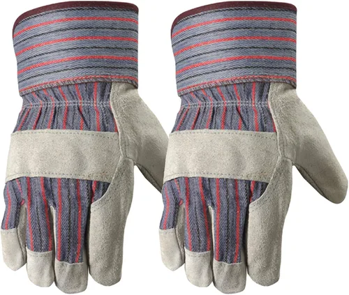 Paquete de 2 pares de guantes de trabajo de cuero para hombre Wells Lamont con palmas reforzadas resistentes, grandes (4006N-WNW), gris
