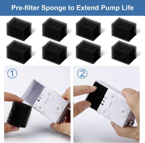 Miniatura 8 de Paquete de 8 filtros de repuesto y 8 esponjas de repuesto para Veken de 95 oz/2.8 L, fuente de agua para gatos, dispensador de agua para perros
