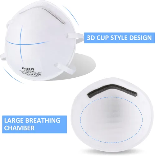 Miniatura 5 de GIKO Máscara facial N95 – 20 máscaras de seguridad contra el polvo, máscara protectora N95, protección contra el polvo PM2.5, humo de fuego