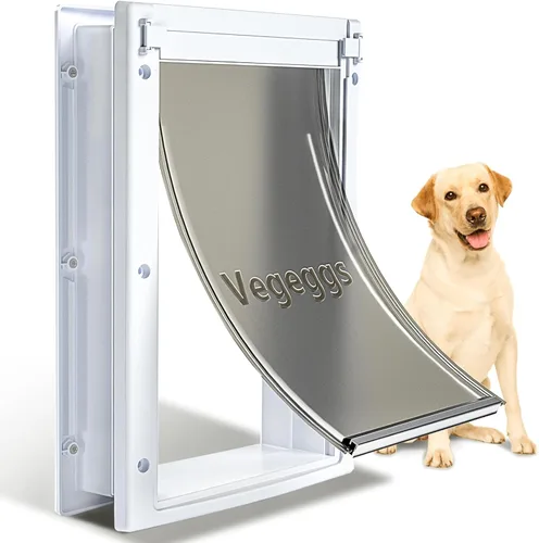 Miniatura 10 de Puerta para perro para acceso diario de entrada y salida, puerta magnética para mascotas con panel de bloqueo deslizante, puerta de perro fácil