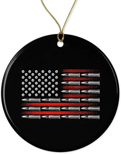 American Flag Bullets Guns USA Segunda 2ª Enmienda – Adorno de Navidad – Adorno navideño – Adorno navideño impreso en ambos lados