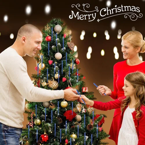 Miniatura 5 de 50 carámbanos de árbol para Navidad, adornos de Navidad de plástico, torcidos, decoración colgante de carámbanos para invierno, vacaciones, fiesta