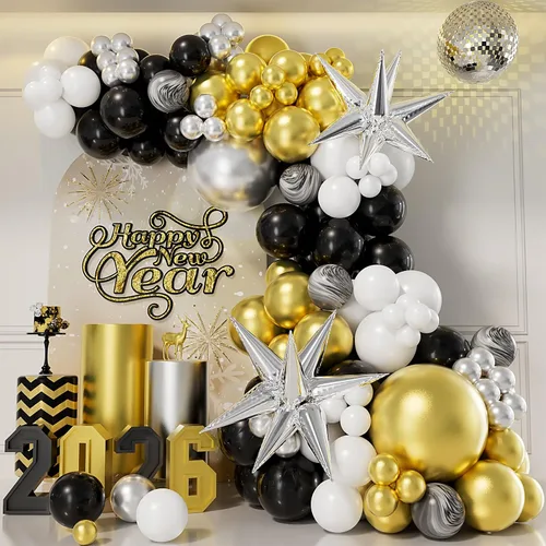 Miniatura 6 de AobkDeco Kit de arco de guirnalda de globos de Navidad de 151 piezas con globos rojos, blancos, dorados, verdes oscuros, globos de papel de Oro rojo