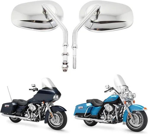 Miniatura 10 de DREAMIZER Espejos para motocicleta cromados compatibles con Harley Davidson - Espejo lateral mini en forma de lanza para Sportster 48, Road Glide