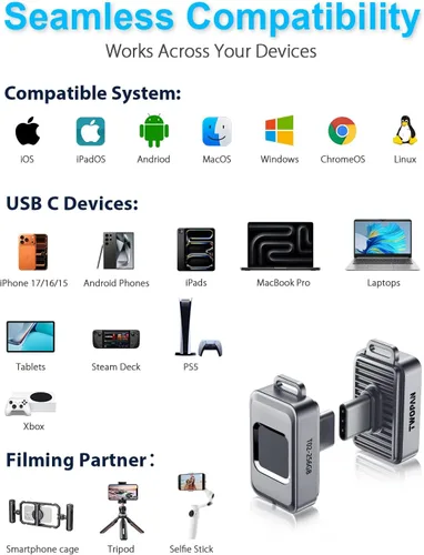 Miniatura 4 de TWOPAN Nano SSD de 256 GB, unidad flash USB C externa de almacenamiento SSD con bloqueo de huellas dactilares, hasta 450 MB/s, diseño para iPhone