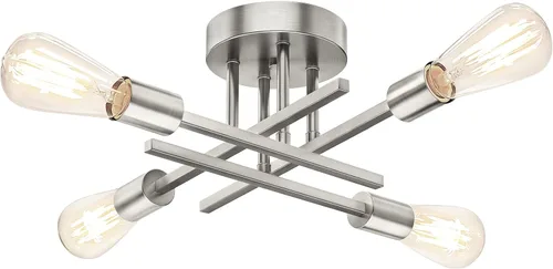 Miniatura 10 de TOBUSA Lámpara de techo semiempotrada color negro mate, moderna Sputnik cerca del techo, lámpara de techo para dormitorio, cocina, sala de estar