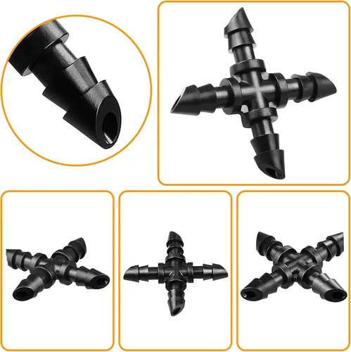 Miniatura 5 de Accesorios cruzados de riego por goteo de 1/4 pulgadas, 45 piezas de riego cruzado de púas de 4 vías para tubos de goteo de 1/4 pulgadas, línea