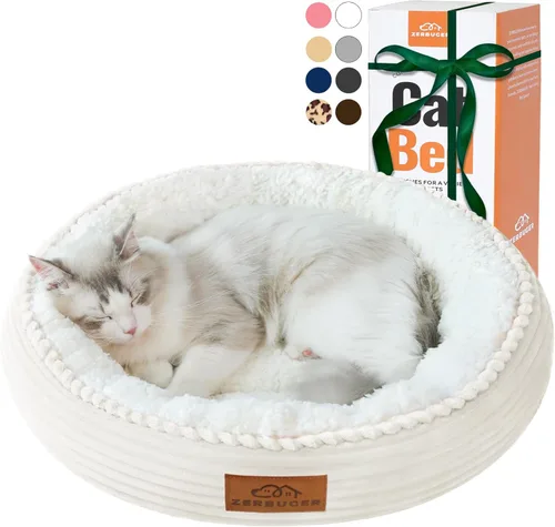 Miniatura 18 de Zerbuger Camas lavables de 20 pulgadas para gatos de interior, cama redonda en forma de dona para mascotas, para gatos, perros pequeños, cachorros