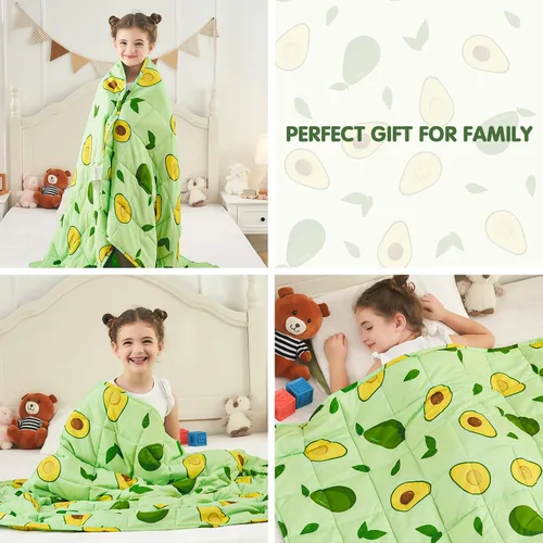 Miniatura 6 de yescool - Manta con peso de 7 libras, manta de regazo con peso refrescante de aguacates verdes para dormir, manta con peso transpirable para 60-80