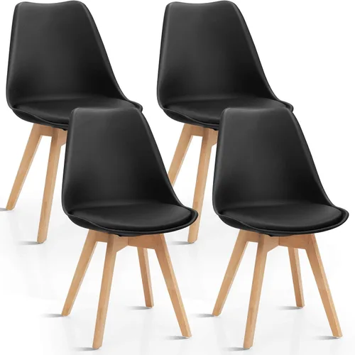 Giantex Juego de 4 modernas sillas de comedor, sillas de cocina con respaldo alto, elegantes sillas laterales de mediados de siglo con asiento