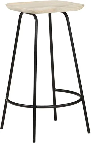 Miniatura 2 de Solid Mango Wood Bar Stools Set of 2 with Built-in Footrests Bleached Finish Counter Height Kitchen Island Stools for Home Dining and Living Room