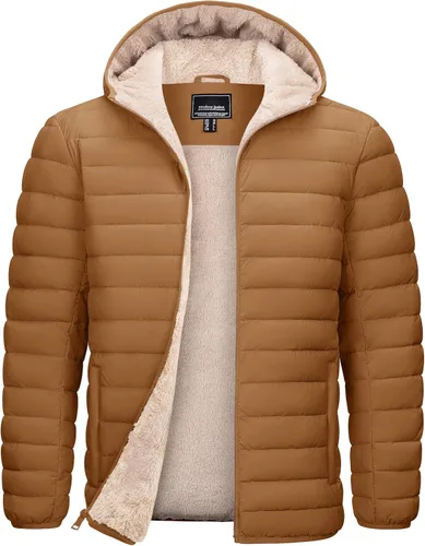 Miniatura 9 de TACVASEN - Chaqueta acolchada con capucha para hombre. Forro de sherpa, resistente al agua, cortaviento, aislada. Chaqueta abrigada para invierno