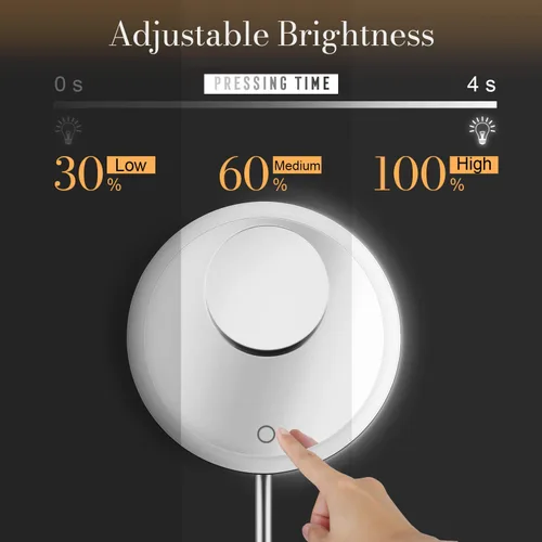 Miniatura 4 de Espejo de maquillaje de 9 pulgadas con luces, aumento de 5X y 10X, diseño magnético delantero/trasero, recargable e inalámbrico, atenuación táctil