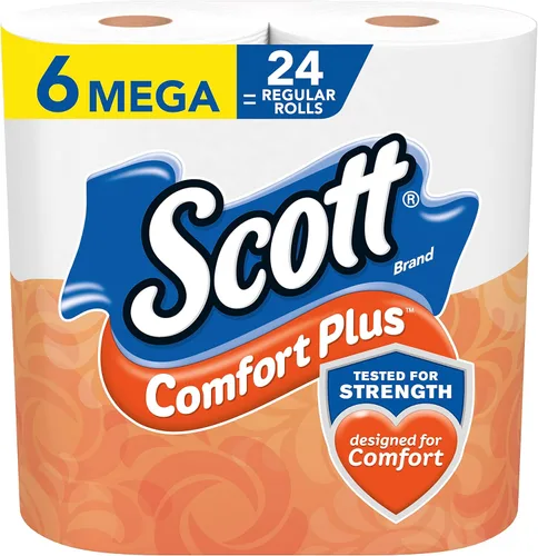 Miniatura 18 de Scott ComfortPlus - Papel higiénico con tubo perfumado suave a lavanda, 12 mega rollos, 310 hojas por rollo, apto para fosas sépticas, papel