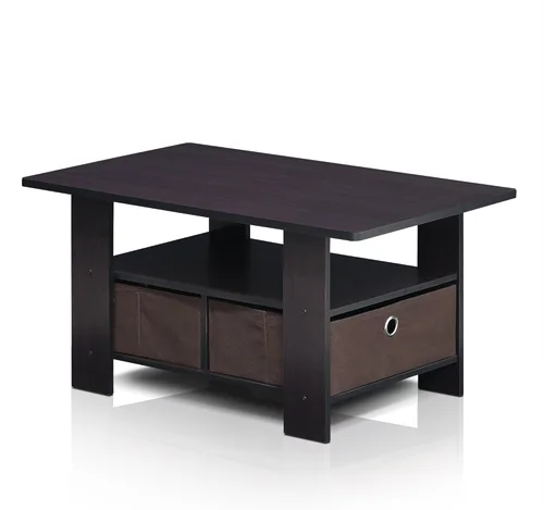 Miniatura 7 de Furinno Andrey - Mesa de café con cajón, color nogal oscuro