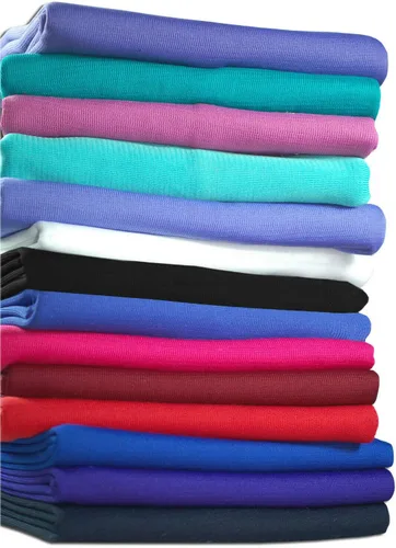 Tejido elástico de punto de punto de poliéster y puños a juego con ribete en las cinturas. Material de confección de vestidos y costuras para Aqua