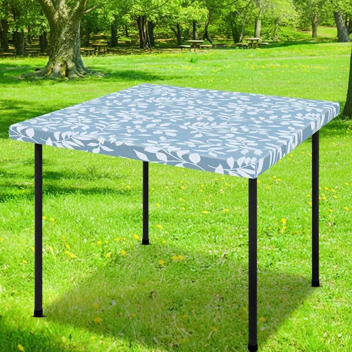 Miniatura 57 de Smiry Mantel cuadrado para mesa de pícnic, impermeable, elástico, ajustable, para campamento, protector de vinilo con parte trasera de franela Beige