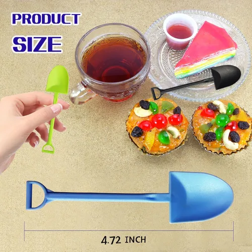Miniatura 4 de OaaXbbECco Cucharas de postre plásticas desechables lindas de la forma de la pala de la novedad