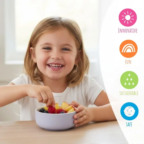 Miniatura 9 de Elk and Friends Cuencos de porcelana para niños con manga de silicona Alimentación para niños/niños pequeños/bebés Apto para microondas
