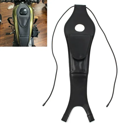 Miniatura 3 de Motocicleta PU cuero tanque combustible babero W/bolsa tanque de gas bolsa de almacenamiento para Sportster XL883 XL1200 2004-más tarde con tanque