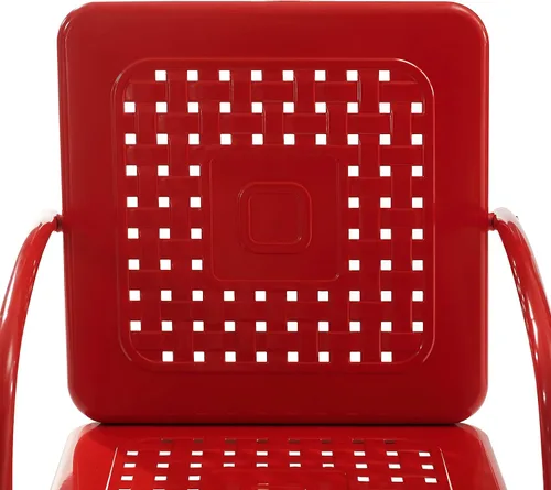 Miniatura 14 de Crosley Furniture Bates - Juego de 2 sillas para exteriores, sillas de patio de metal retro para comedor, porche, terraza, balcón, color rojo