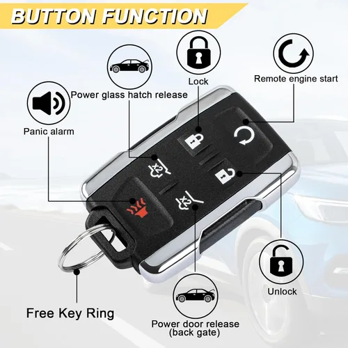Miniatura 3 de Vurkcy Llavero de repuesto para 2014-2020 Chevrolet Suburban Tahoe y GMC Yukon/Yukon XL, control remoto de entrada sin llave para automóvil