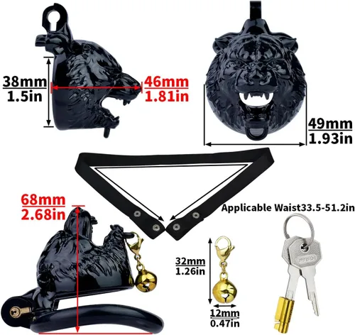 Miniatura 2 de Jaula ligera para el pene dispositivo de castidad con 4 anillos y llaves, jaula de pene masculina con bloqueo invisible y campana, juguetes sexuales