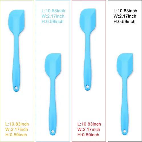 Miniatura 6 de ALLWIN HOUSEWARE - Juego de 4 espátulas de silicona resistentes al calor, 600 °F, sin costuras, con núcleo de acero, espátulas de goma para Azul