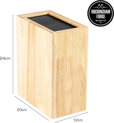 Miniatura 3 de Rockingham Forge Soporte universal para cuchillos vertical para 20 cuchillas de hasta 7.9 in de largo, madera de caucho