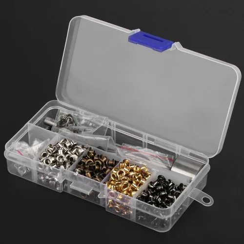 Miniatura 5 de Arandela de ojales con 3 piezas de herramientas de trabajo manual con caja de almacenamiento para zapatos, ropa, cuero, manualidades