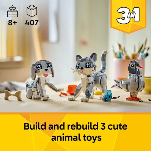 Miniatura 2 de LEGO Creator 3 en 1 Juguete de Gato Juguetón - Juguete de Construcción con 3 Opciones de Construcción, Gato, Perro o Paloma - Regalo de Cumpleaños
