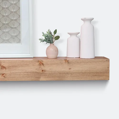 Miniatura 3 de Urbandi Repisa Moderna para Chimenea, Manto Flotante Contemporáneo, Estantería, Hecho a Mano, (Marrón, 36Lx6Hx8D)