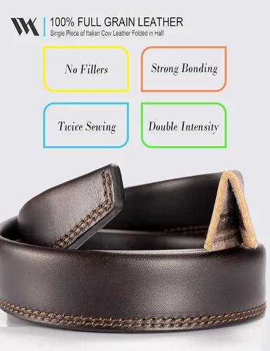 Miniatura 3 de WOLFANT Cinturón casual de cuero de grano completo para jeans, cinturón de trabajo 100% italiano de cuero sólido