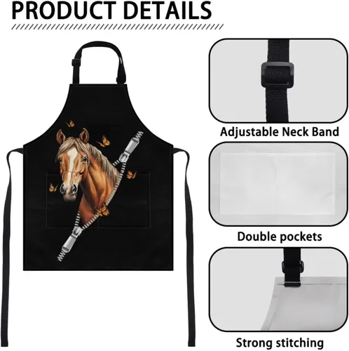 Miniatura 5 de doginthehole Delantal para niños con bolsillo para niños y niñas, delantales de chef ajustables con 2 bolsillos para cocinar, pintar